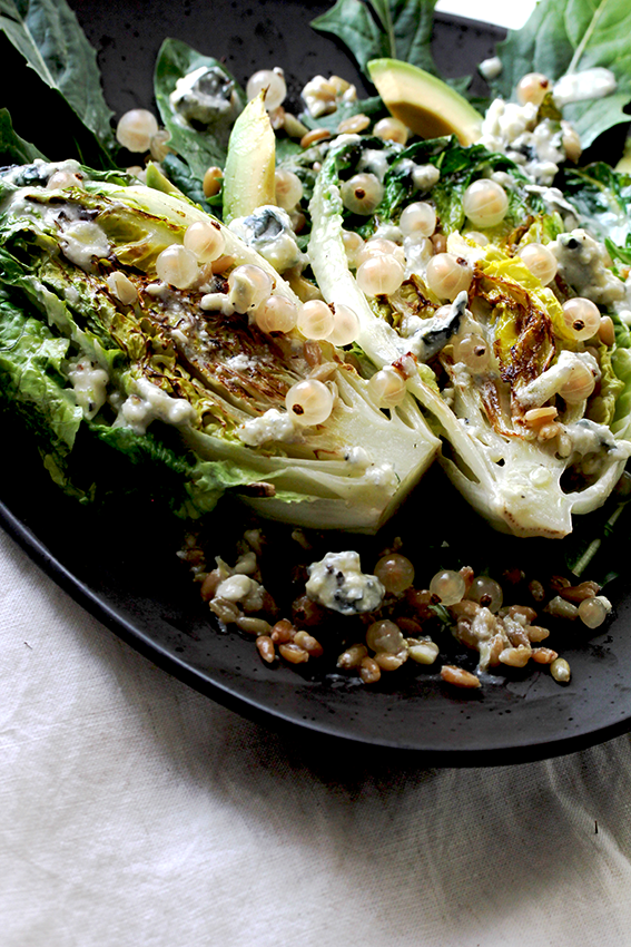 Grilled Romaine with Roquefort dressing & white currants // From Hand To Mouth